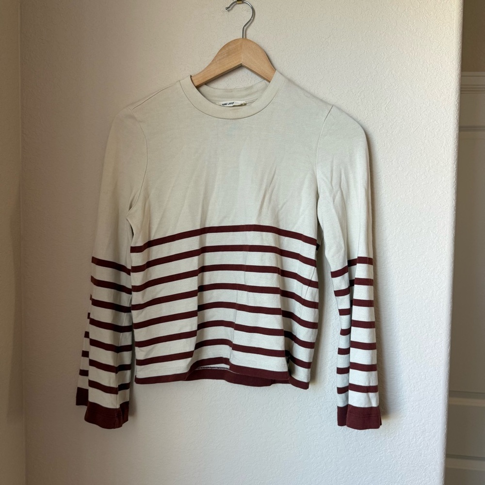 Marine Layer Suri Top Natural/Red Stripe Size Small
